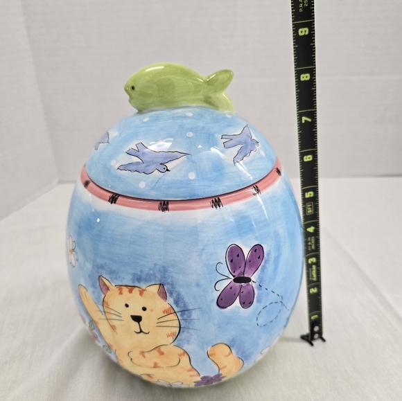 Hausenware Cat Kitten Butterfly Fish Birds Floral Ceramic Cookie Jar Vintage - Picture 14 of 16